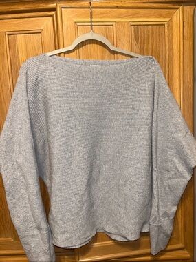Nine West Light Gray Boatneck Ribbed Pullover Sweater